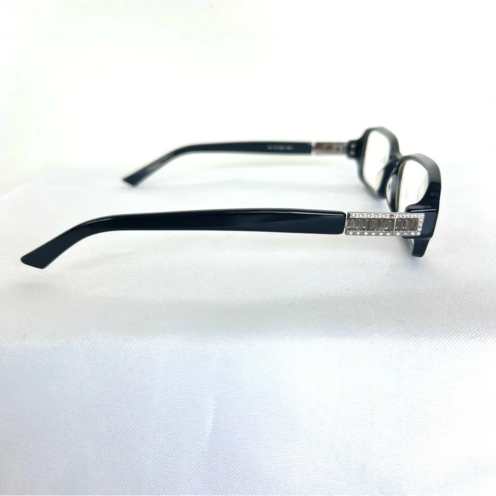 VALENTINO Italy 130 5456 Rectangular Lens Crystal Black Frames Eyeglasses